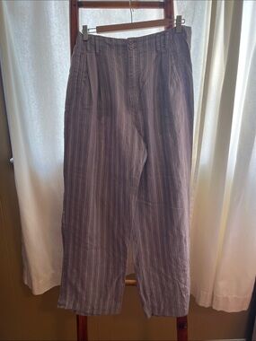 Eddie Bauer lavender and gray-Striped Wide-Leg Trousers linen